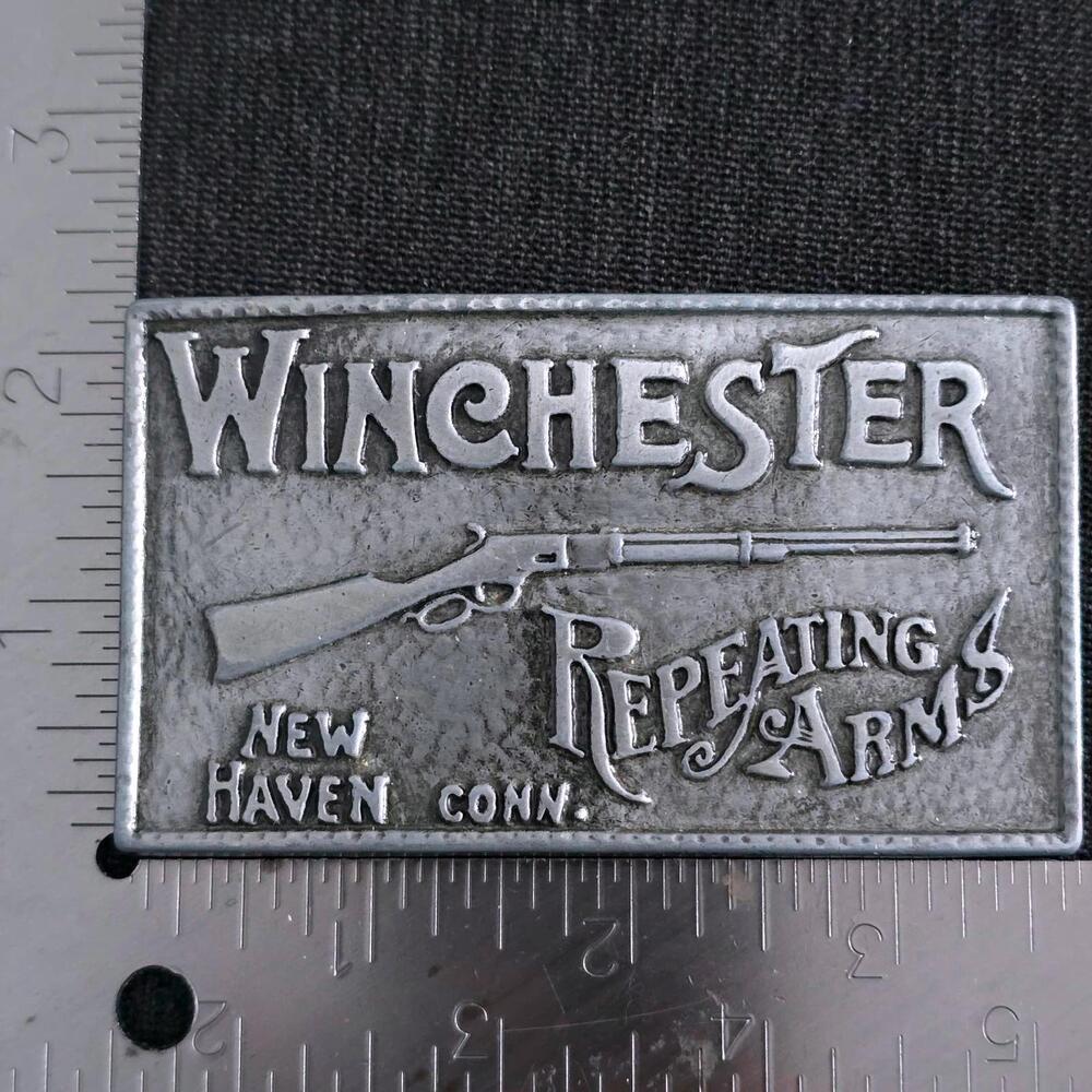 Belt Buckle Silver Men's Winchester Repeating Arms New Haven Canada Vintage